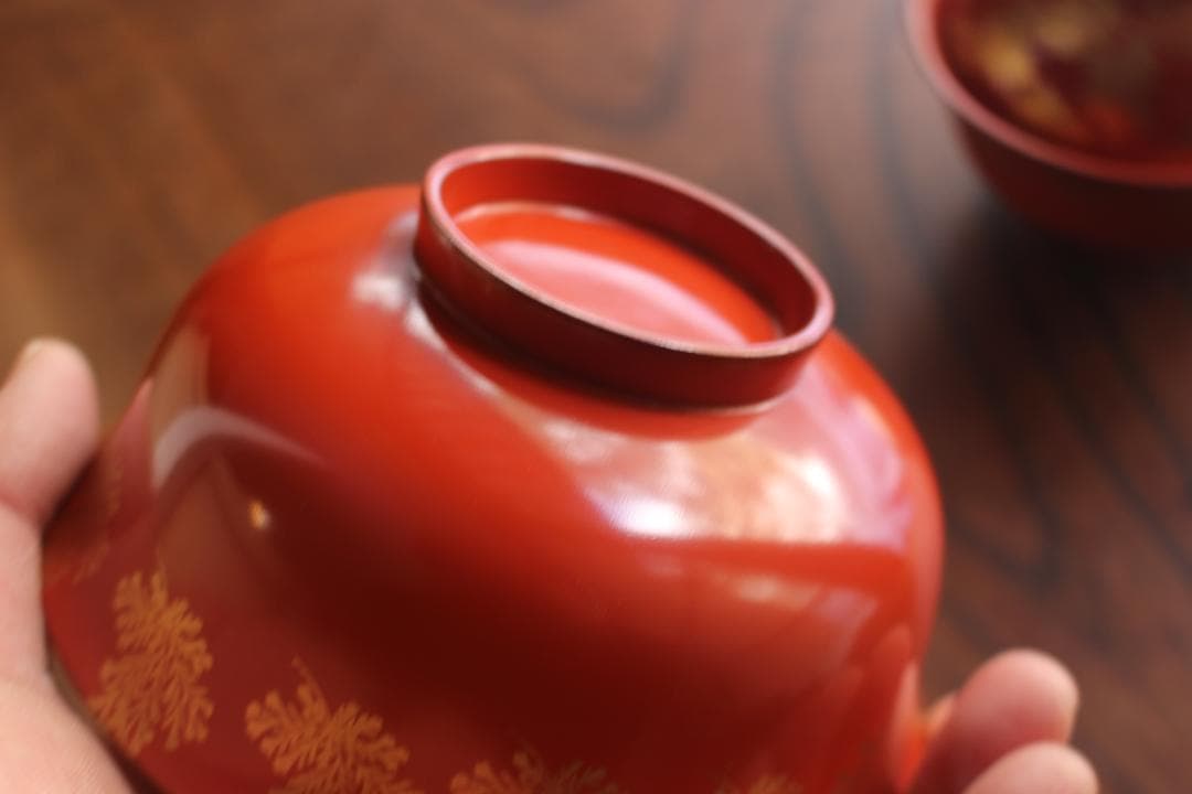 時代逸品！上質朱漆に極上信夫蒔絵の映えるお椀2点（検輪島塗懐石椀蒔絵椀