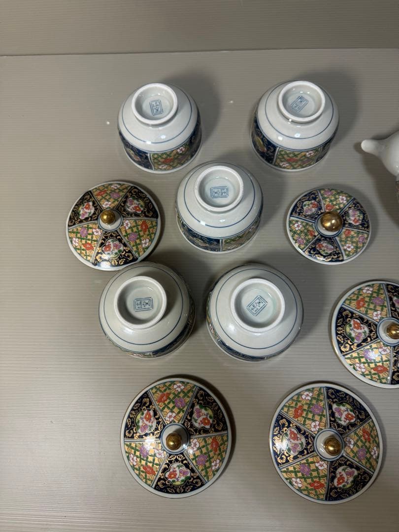 2272 有田焼 瑞窯 茶器セット　急須1客　湯呑蓋付5客　金彩