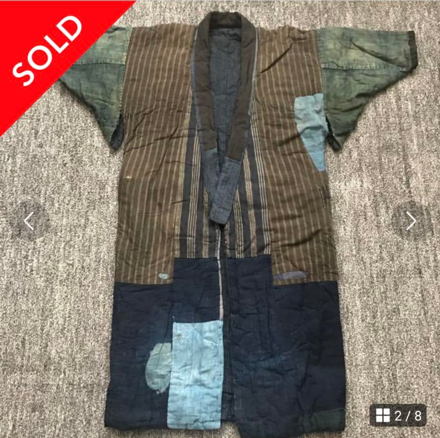 襤褸 野良着 着物 木綿 藍染 刺し子 継はぎ ヴィンテージ 綿入