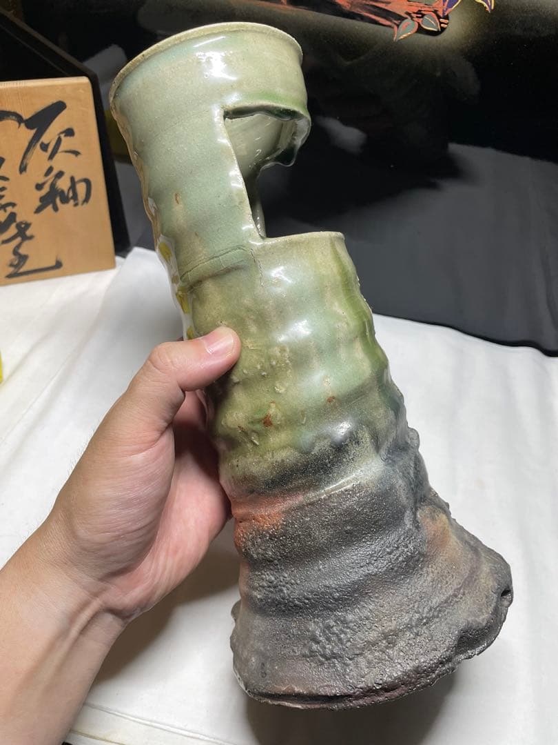 美濃焼。名作家。山田 正和。花器。超美品。舊家蔵出し。茶道具。華道具。希少品。