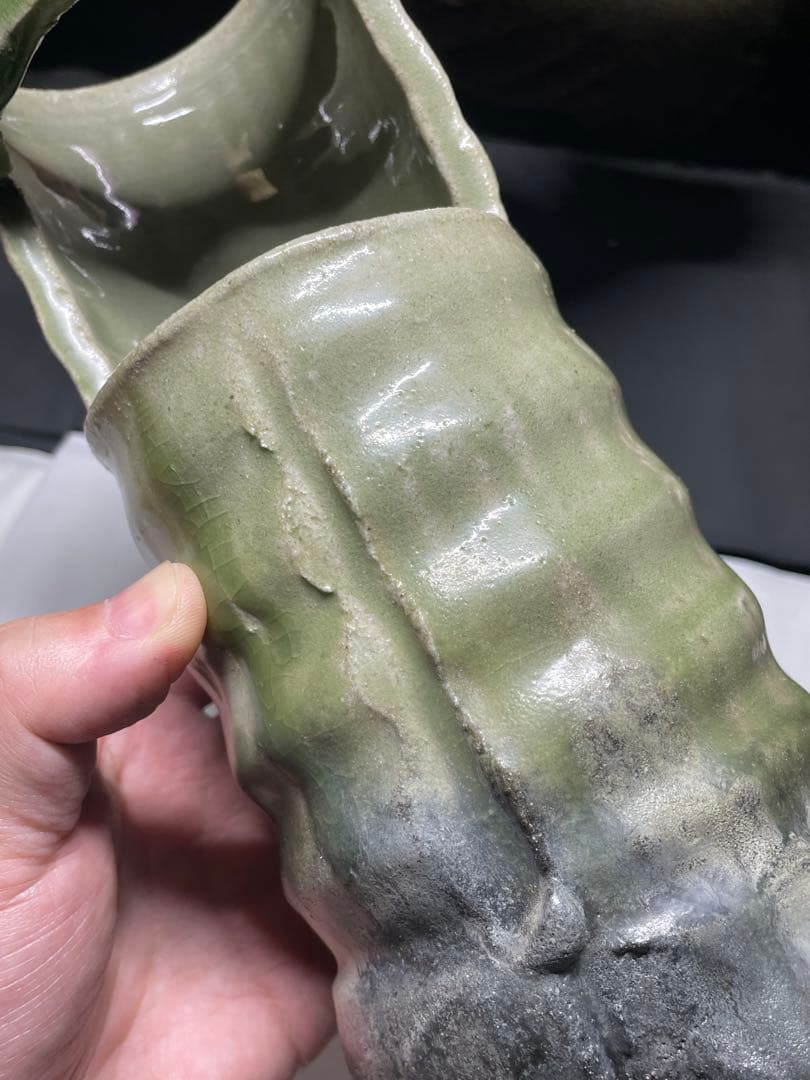 美濃焼。名作家。山田 正和。花器。超美品。舊家蔵出し。茶道具。華道具。希少品。