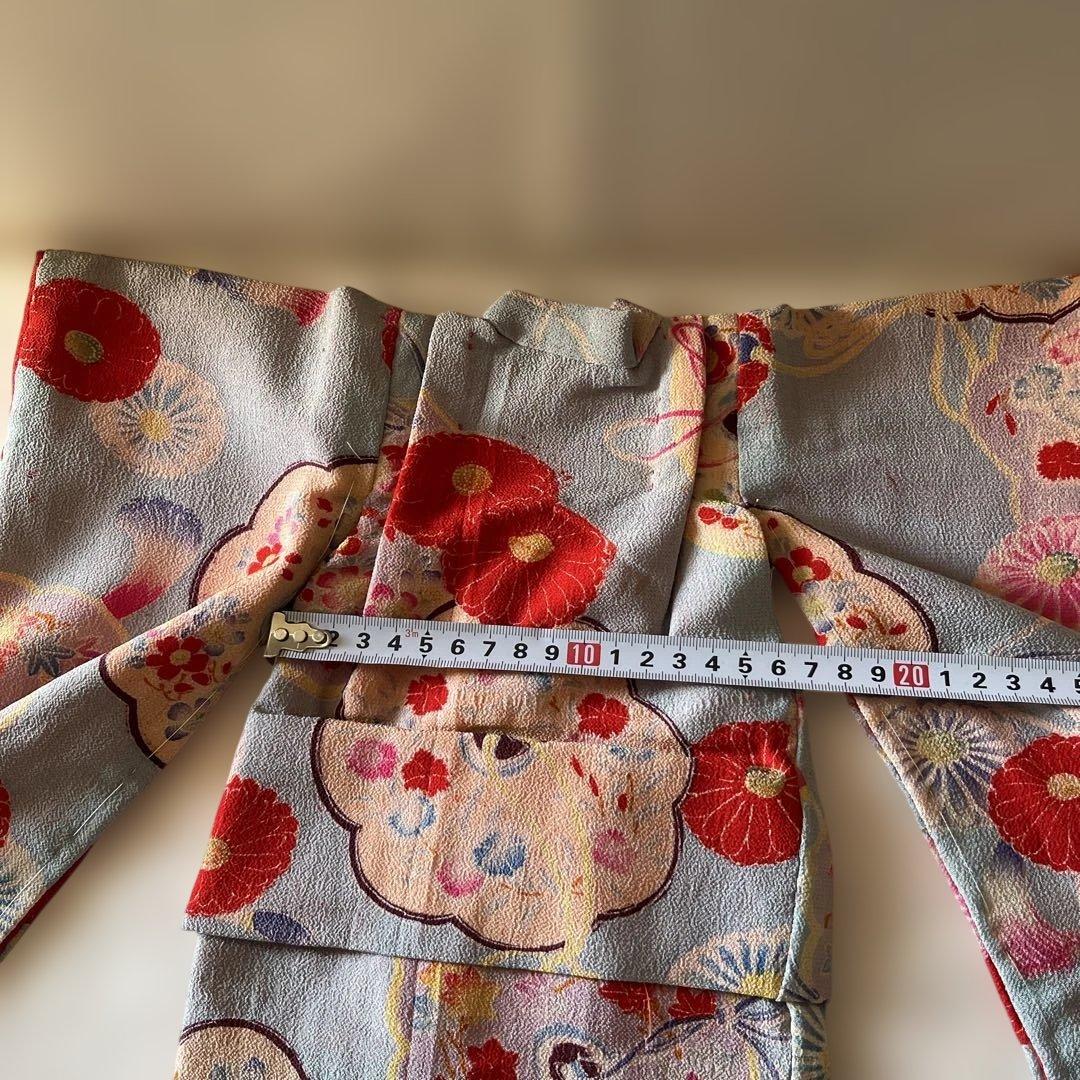 パンダ　古布　江戸縮緬　13号　人形の着物　八稜鏡　103107