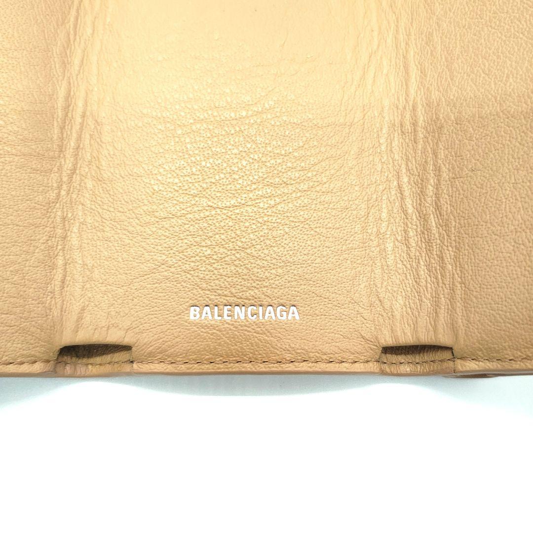 極美品 バレンシアガ 三つ折り財布 ペーパーミニウォレット ベージュ