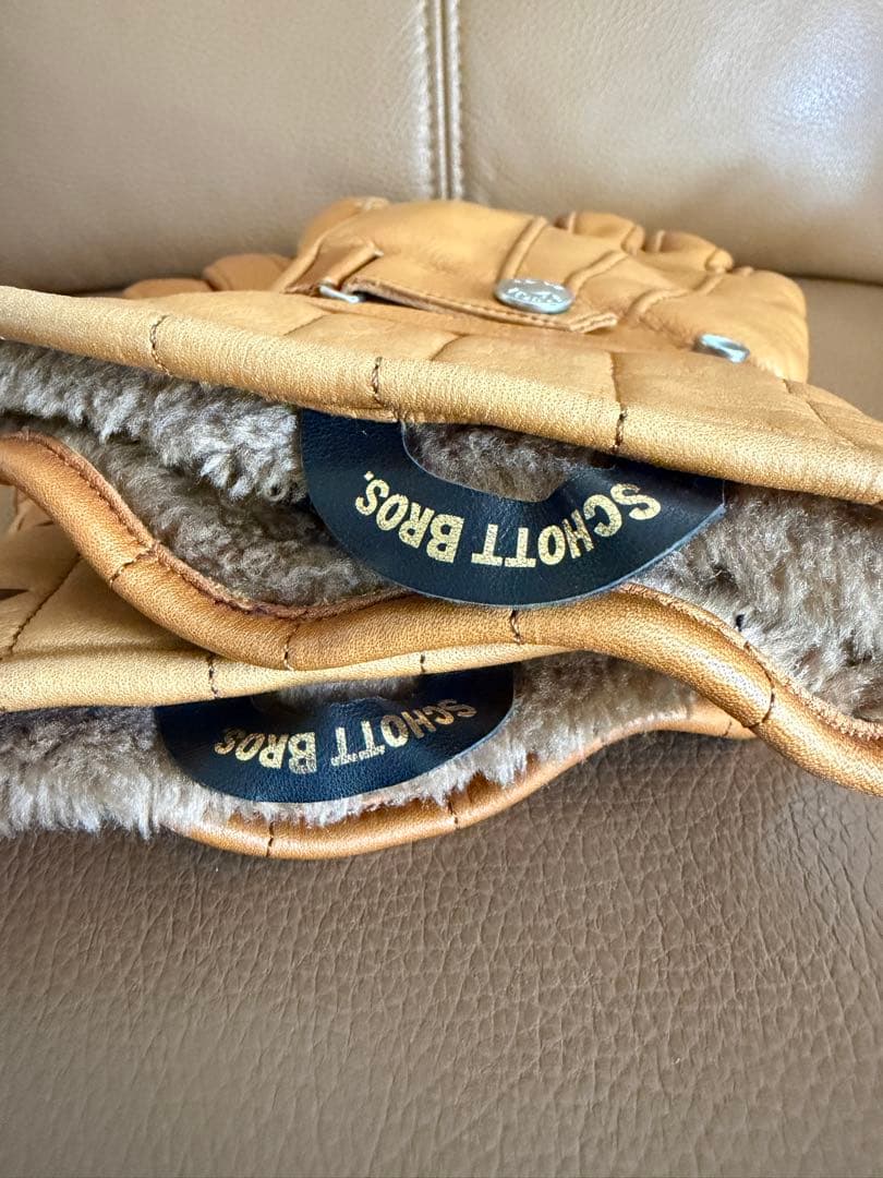 Schott (ショット) ウィンター レザーグローブ ミッド キャメル色