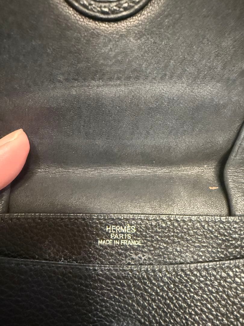 HERMES ドゴン 小銭入れ 本革 黒 トゴ