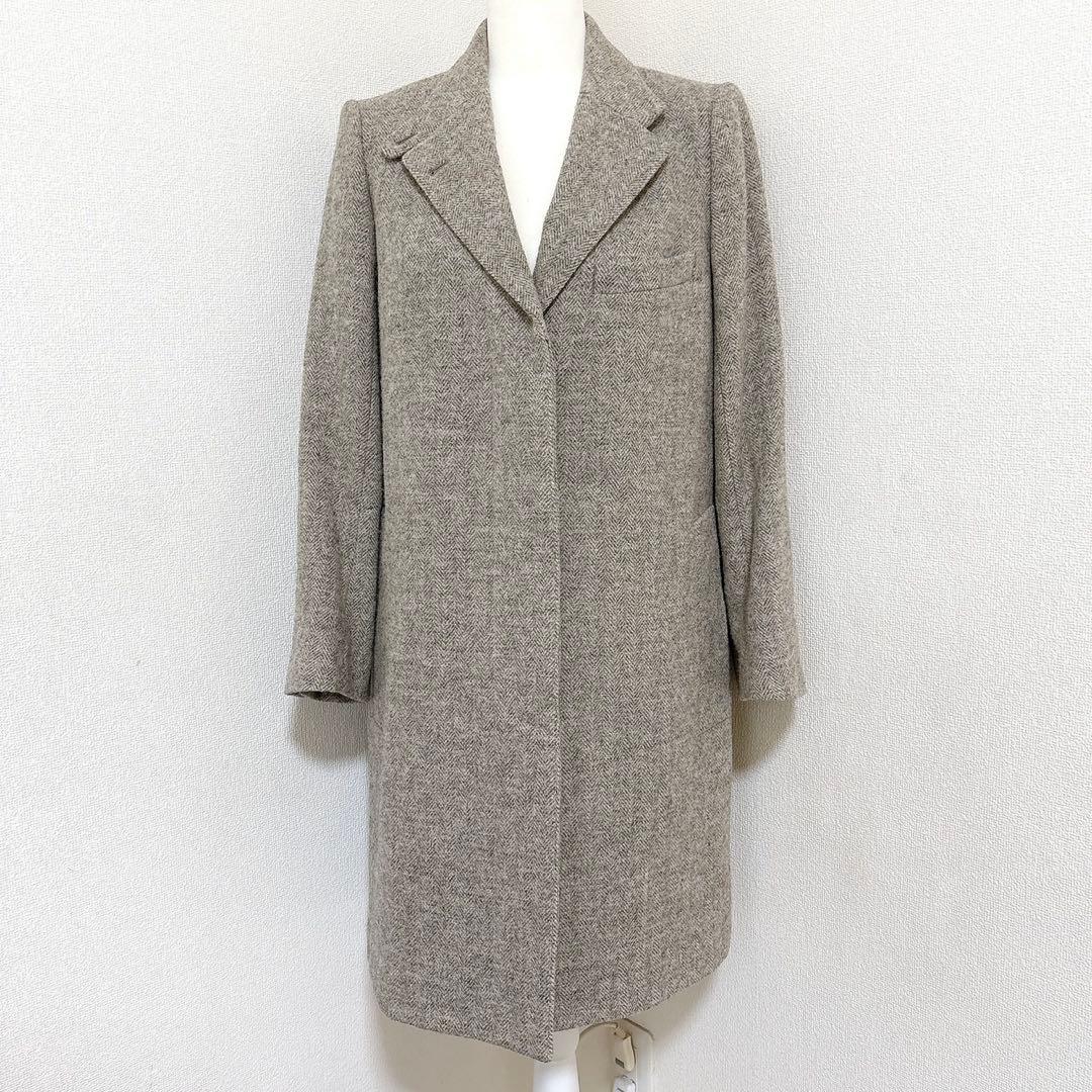 マーガレットハウエル チェスターコート ウール100%ヘリンボーンロングアウター