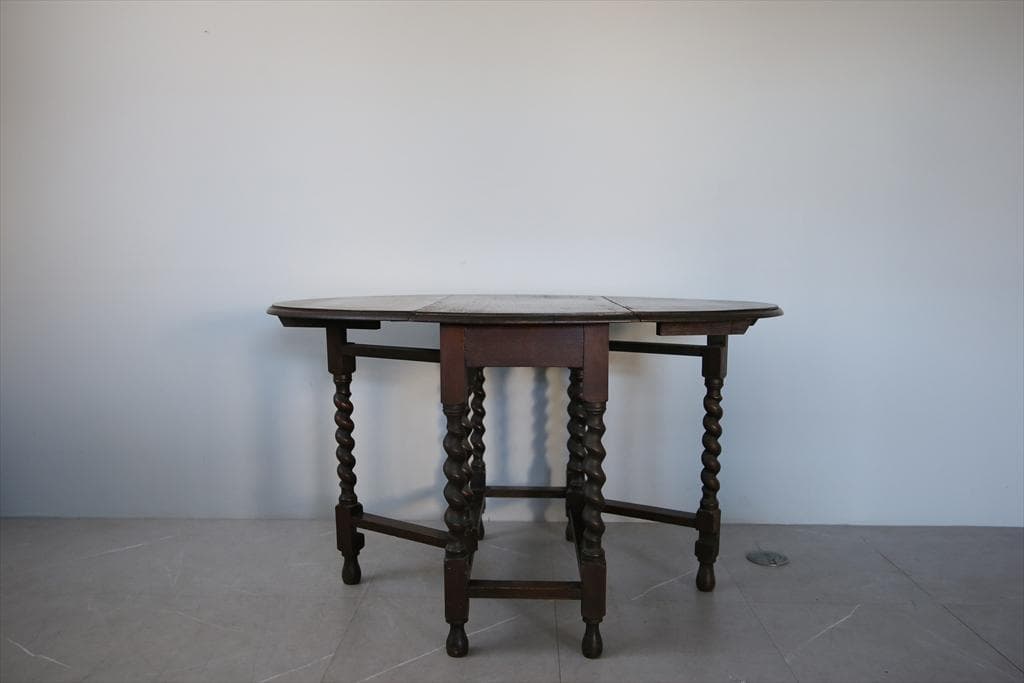 英国アンティーク木製ゲートレッグテーブル/ダイニング机バタフライ(91-245)