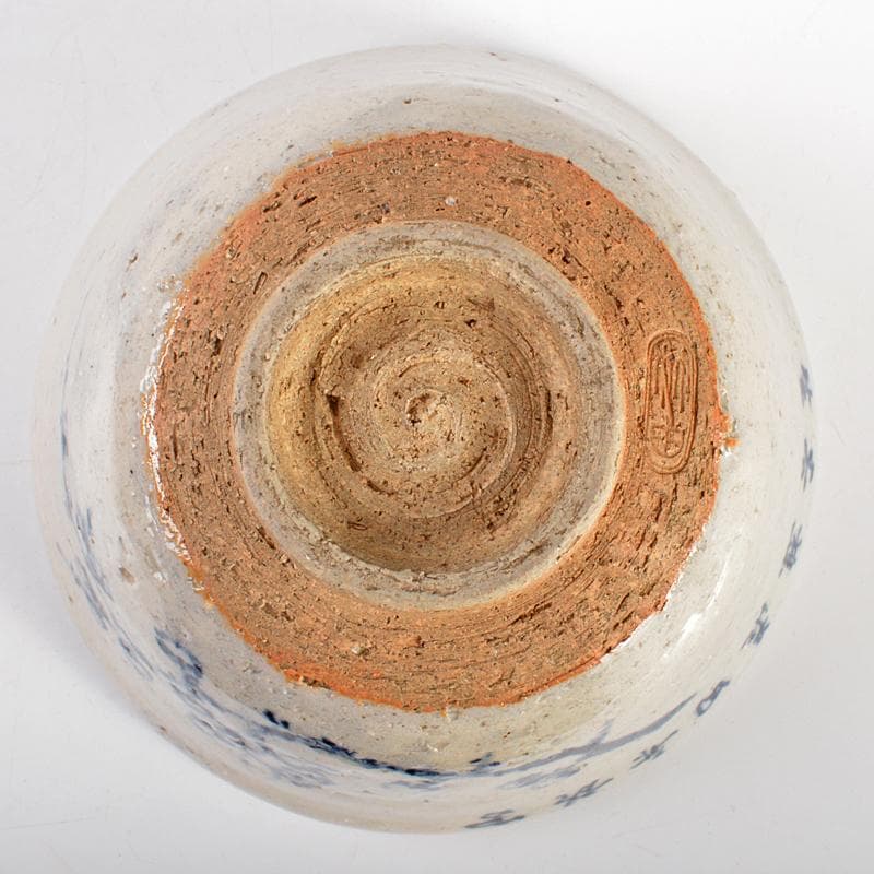 茶道具　田能村竹田作　染付　梅の絵　茶碗　仕覆・時代箱付　M　R6717