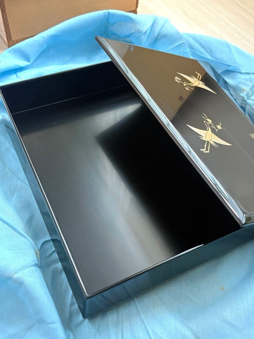 平安象彦京漆器 「松喰鶴」手文庫　桐箱入り