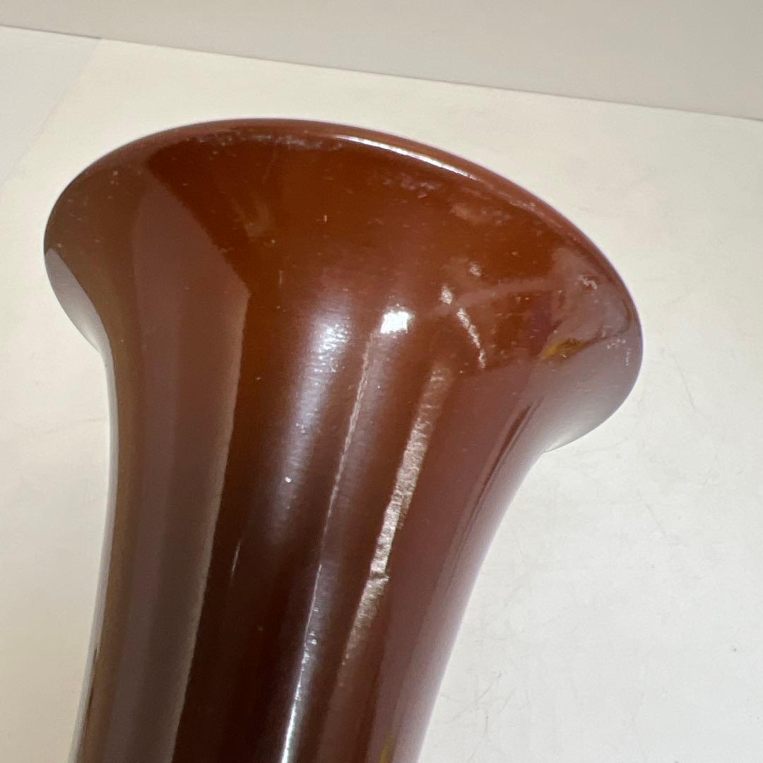 金屋庄兵衛　鋳銅螺鈿花入　木箱付　高さ25.5㎝/800g 東Y8-0123①