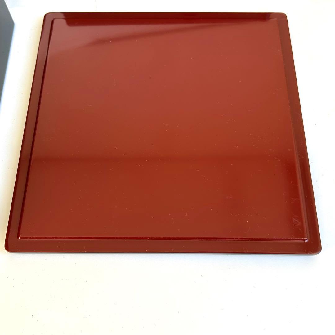 【美品】木製 漆器 三段重 黒塗 重箱 お重 黒 内朱 会津塗り