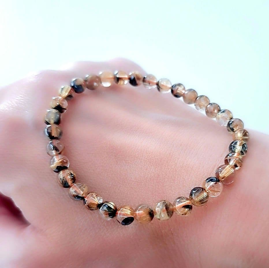 高品質 太陽放射タイチンルチルクォーツ ブレスレット 5.7㎜ 金運