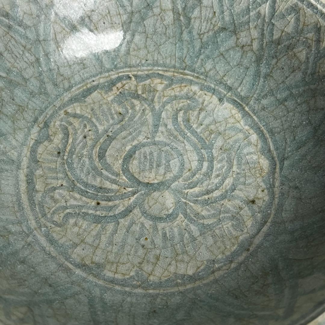 影青陵陰刻蓮紋花盤 中国美術 中国古玩