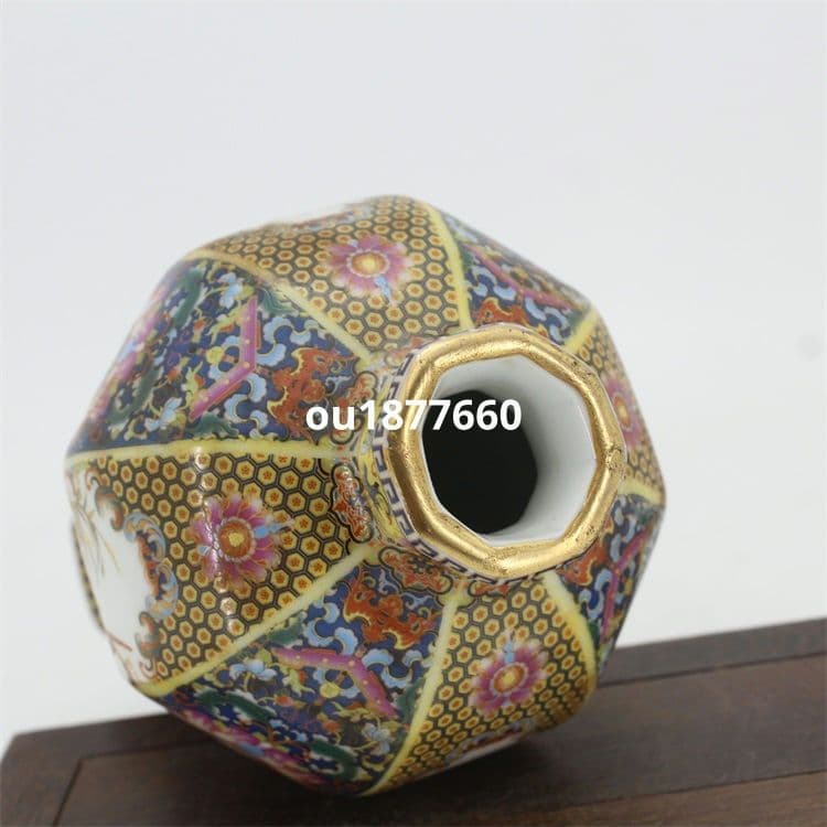 琺瑯彩花鳥八方梅瓶 景徳鎮 陶磁器 装飾品 現代工芸品 美術品 置物