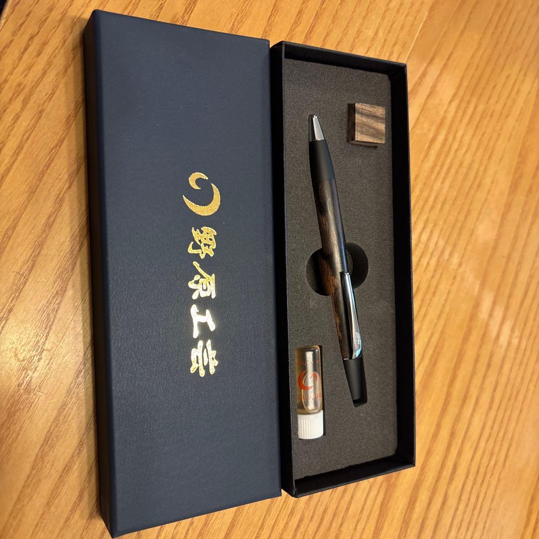 値下げ交渉可！　野原工芸　ロータリーボールペン黒柿