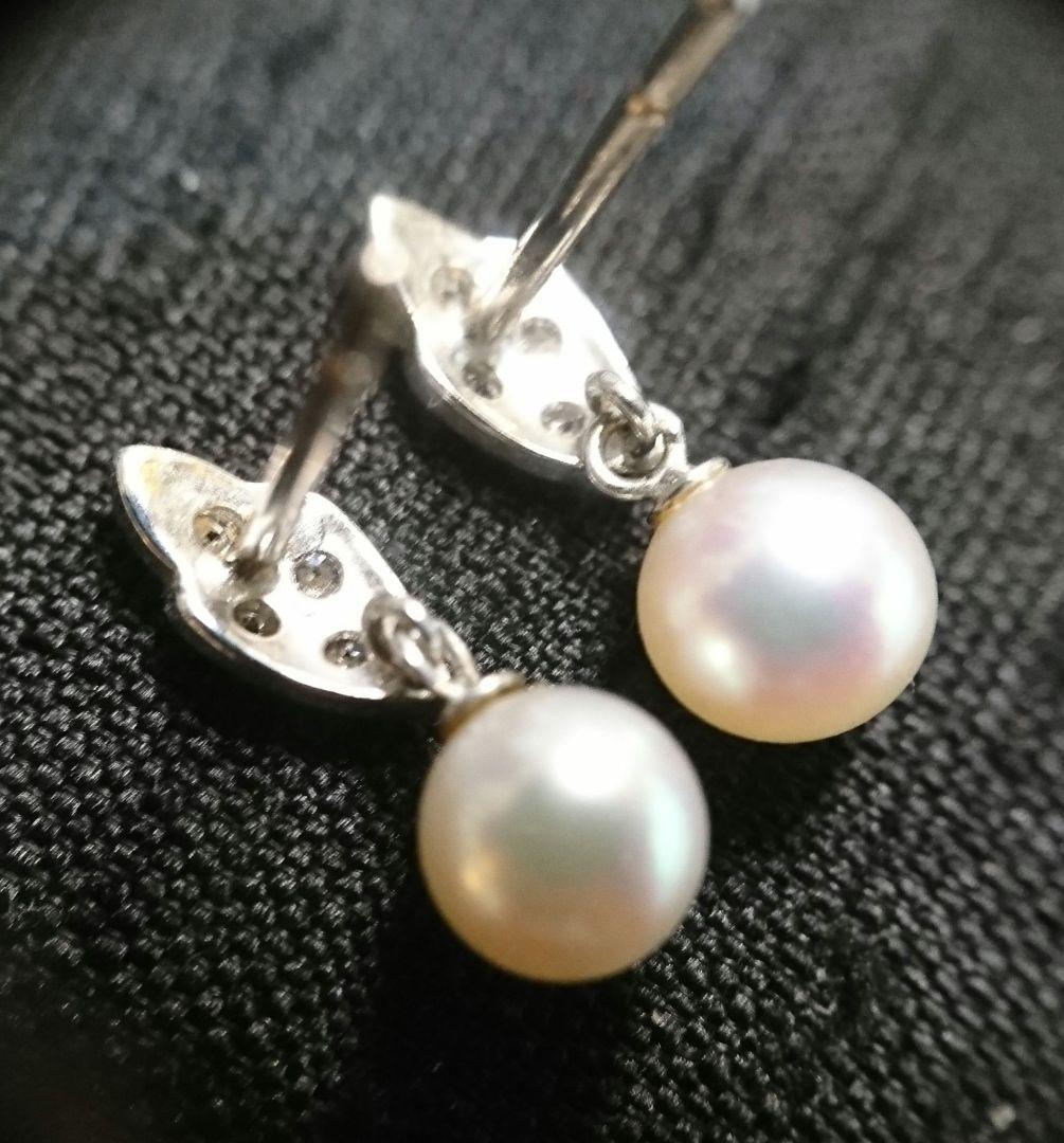 ヴィンテージ プラチナ Pt900アコヤ パールピアス ダイヤモンド
