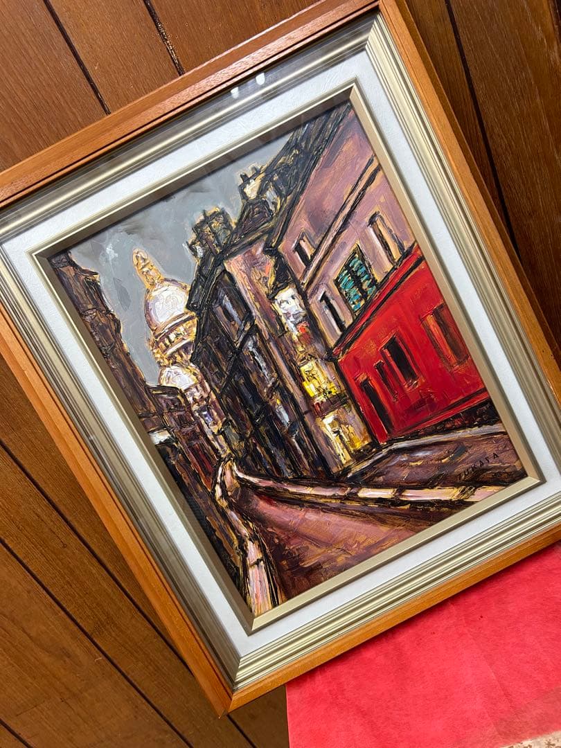 絵画　市村司　原画　直筆サイン　風景画　サンリュスチック通り　額の裏下割れあり