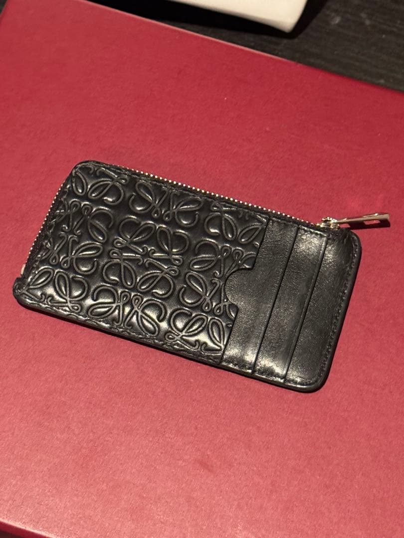 ロエベ　フラグメントケース　ケース　アナグラム　型押し　ブラック