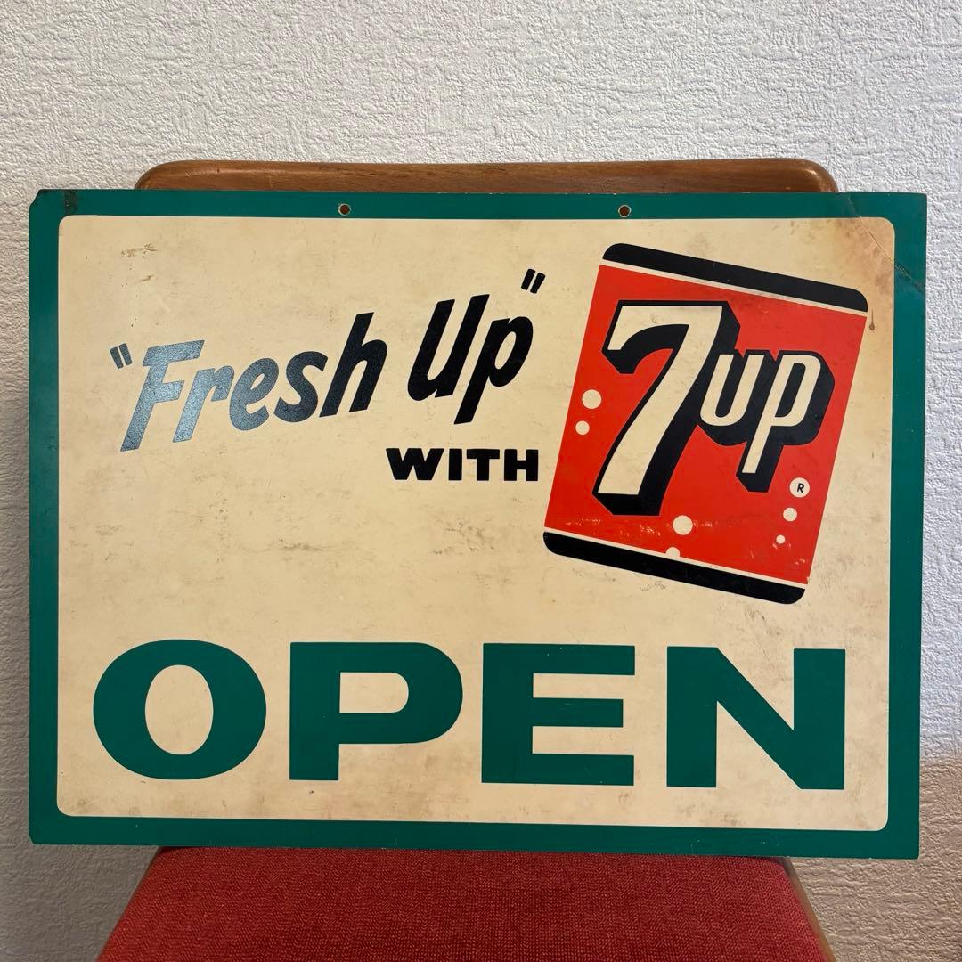 【7UP セブンアップ】ヴィンテージ両面プラスチック製看板