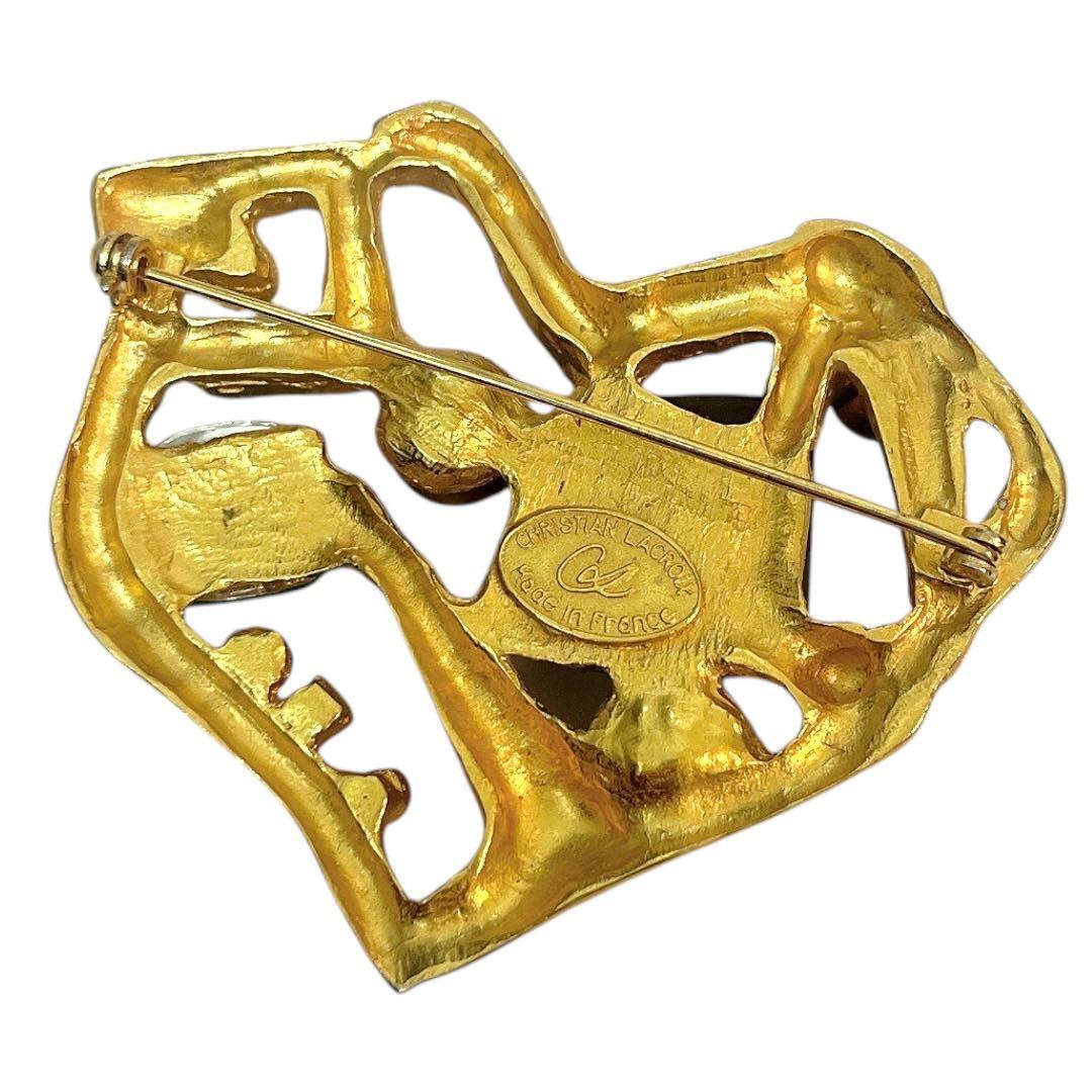 【美品★希少】クリスチャンラクロワ ブローチ ハート カラーストーン