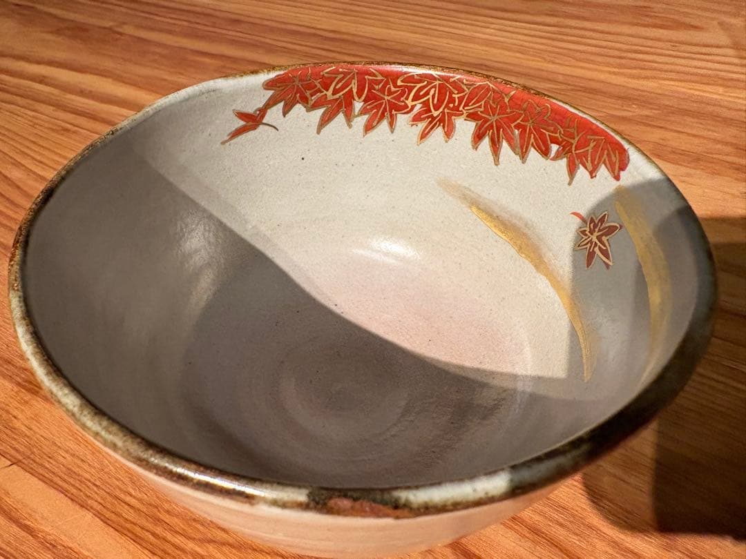 加藤松香 作　織部焼 紅葉之絵 十一月 茶碗　新品未使用／共箱・共布・作家栞付き