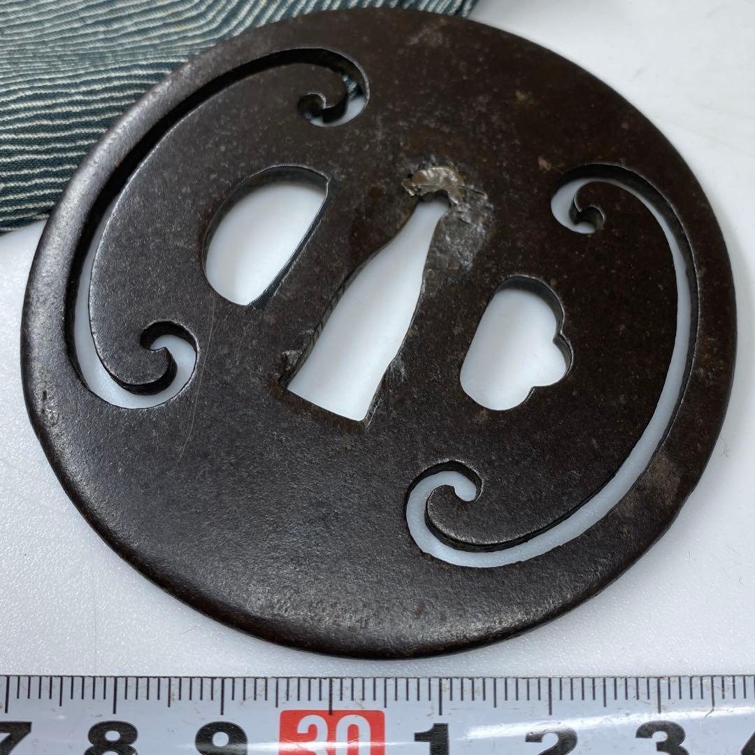 江戸時代　銖製　鍔　7.6×7.6㎝　100g トヒチ　東な7-0304☆2F