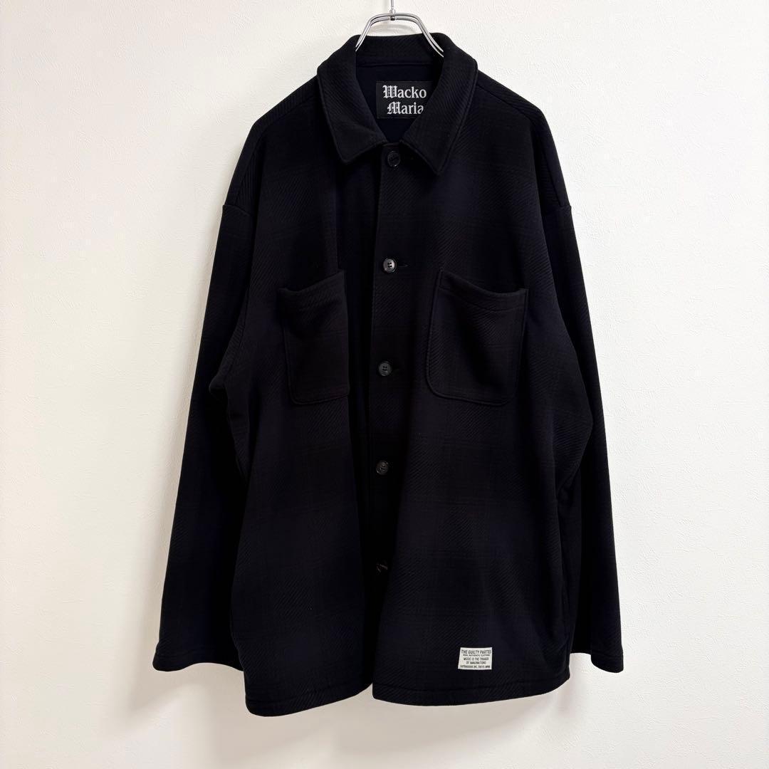 【極美品L】Wacko Maria チェック フリース シャツ ジャケット 黒系