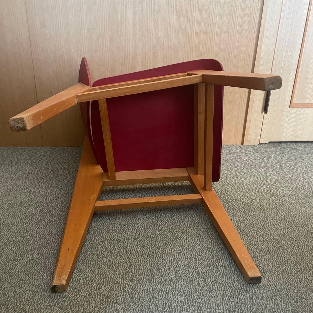 希少＊ジャン プルーヴェ 木製チェア 赤 1950年代