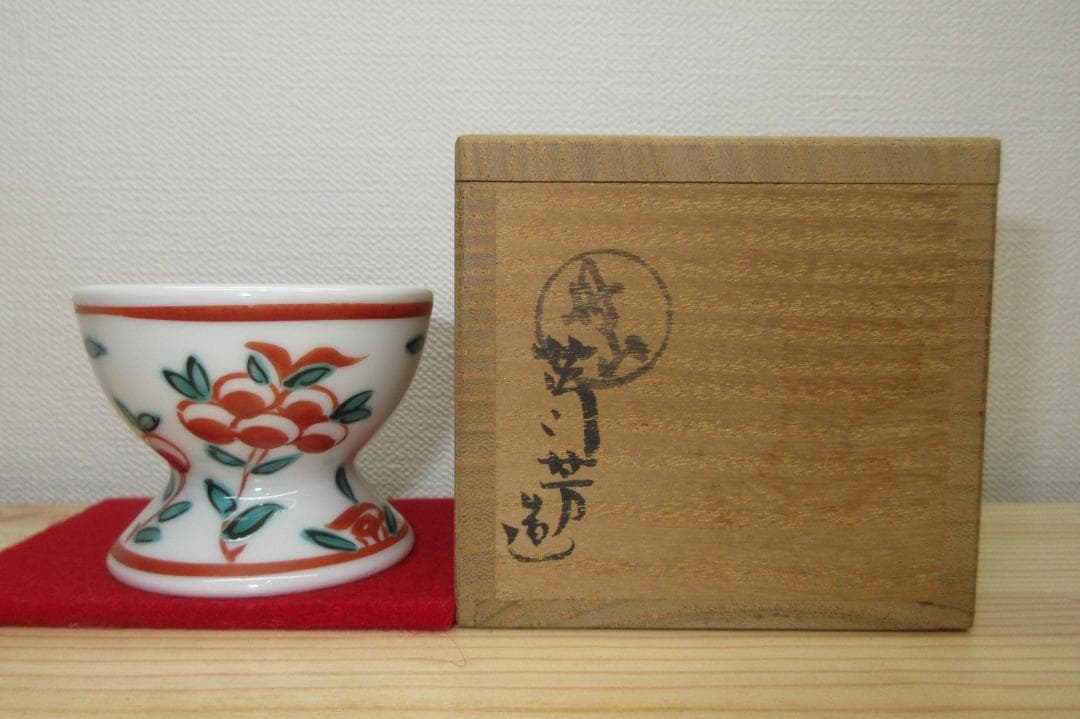 送料込【逢絢亭】茶道具 蓋置 京焼 呉須 赤絵 千切蓋置 小峠丹山 共箱入り