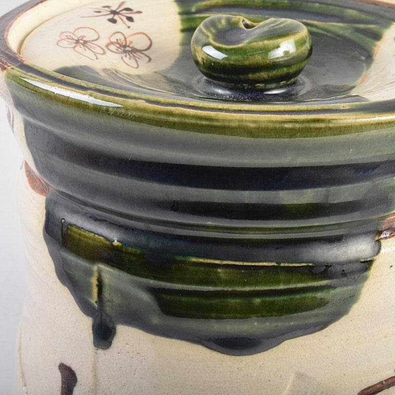 茶道具　人間国宝　荒川豊蔵作　織部　水指　共箱　M　R9156B