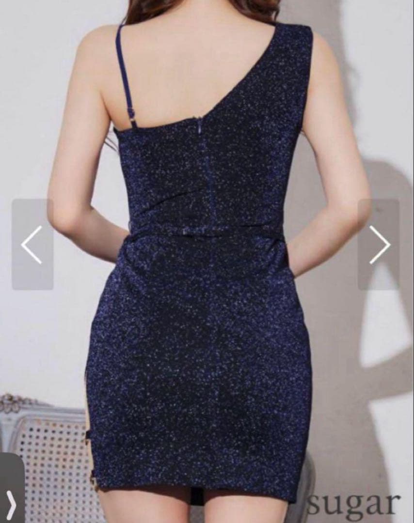 Sugar ワンショルダー チェーンデザイン ミニドレス キャバドレス IRMA