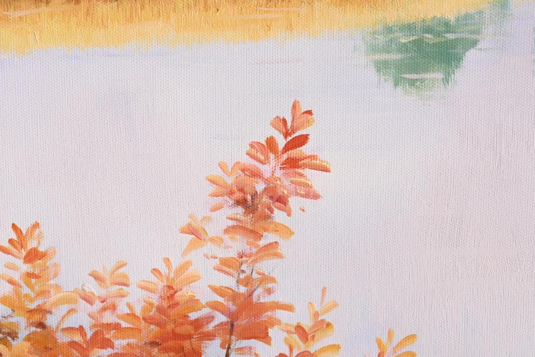 未使用高級ゴールド額付★手書き油絵★外寸約880×660mm 玄関やリビングに9