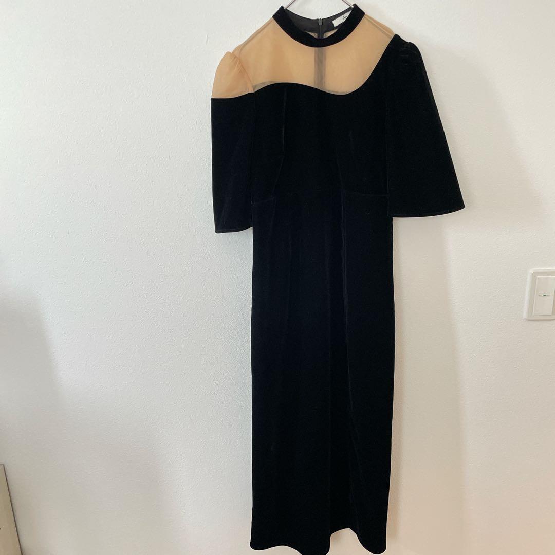 Leja シアースパンコールベロアIラインワンピースドレス　結婚式 お呼ばれ