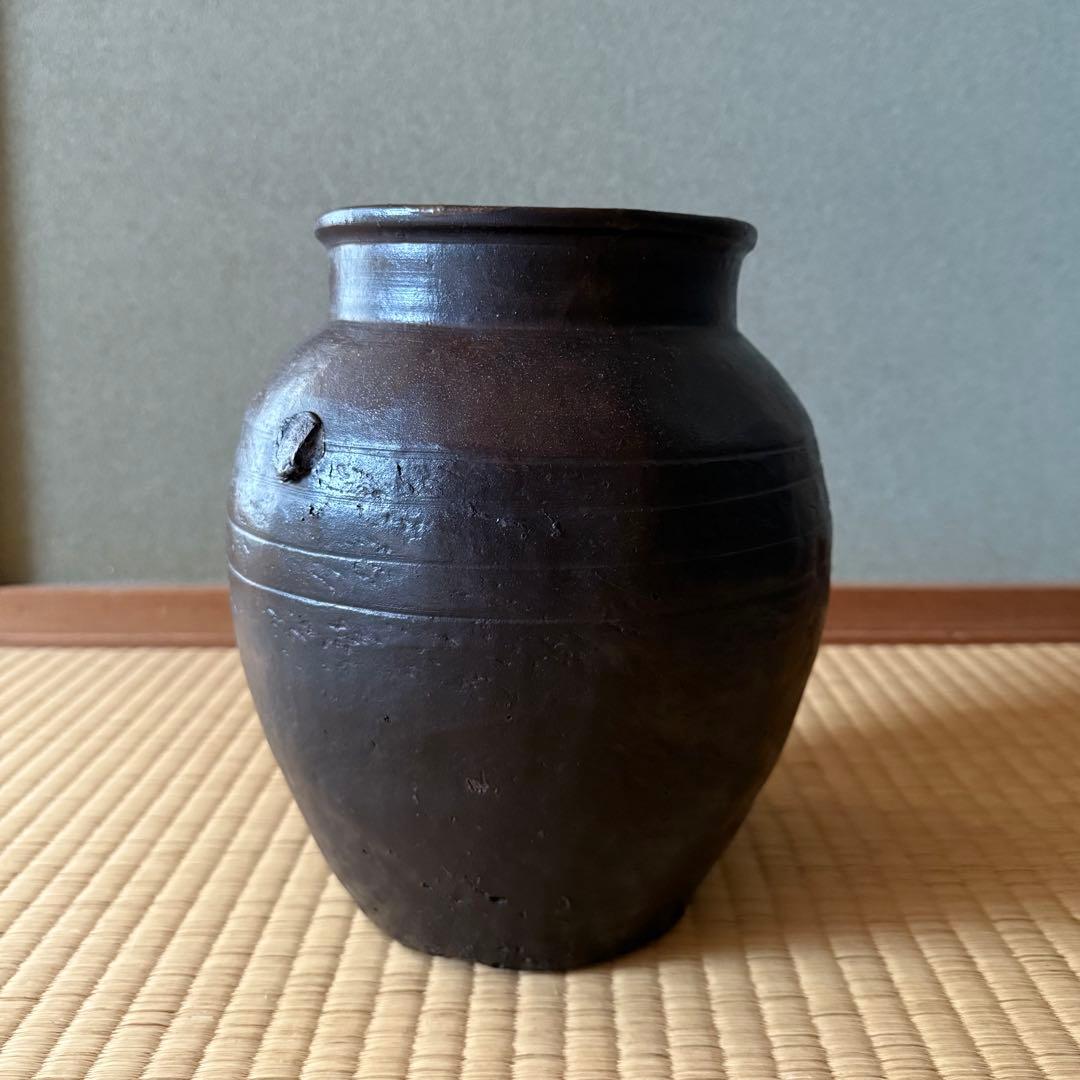 唐津 褐釉小壷 江戸時代 古唐津 九州民窯 古薩摩 黒薩摩