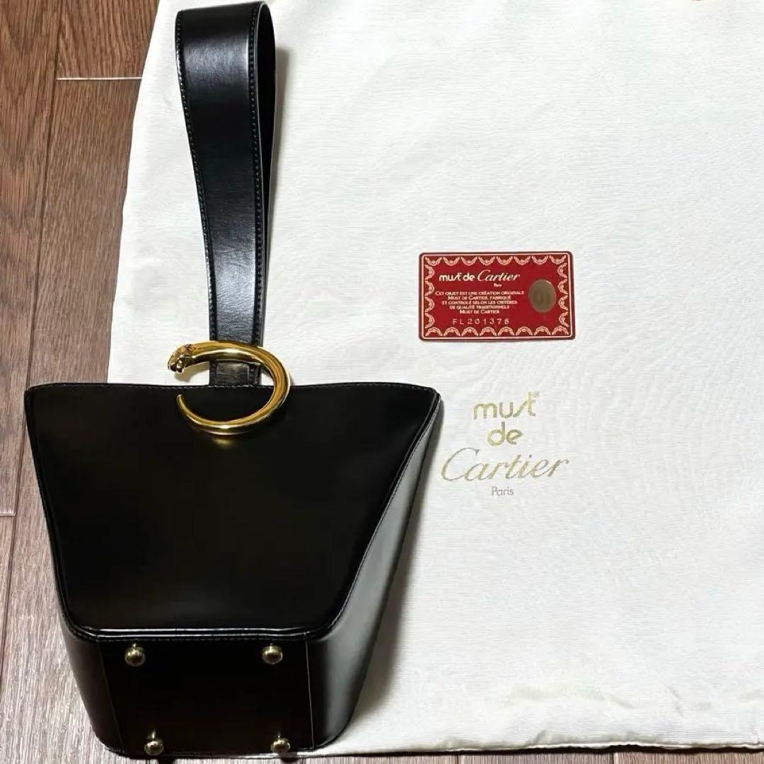 Cartier カルティエ　バック ゴールド 革ブラック