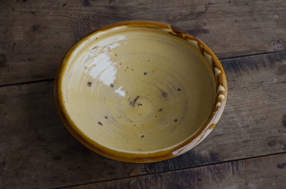 布志名焼ガレナ釉鉢 黄釉 明治頃 / アンティーク 古民藝 黄釉 ボウル 柳宗悦