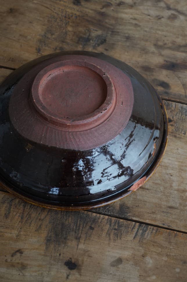 布志名焼ガレナ釉鉢 黄釉 明治頃 / アンティーク 古民藝 黄釉 ボウル 柳宗悦