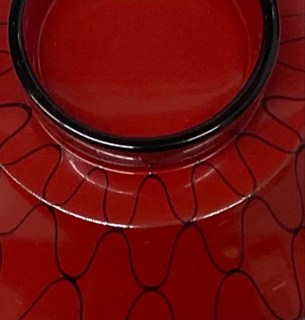 B471b「黒網目 朱箸洗 5個」箱書は表書のみ　木地　外朱漆塗　内黒漆塗