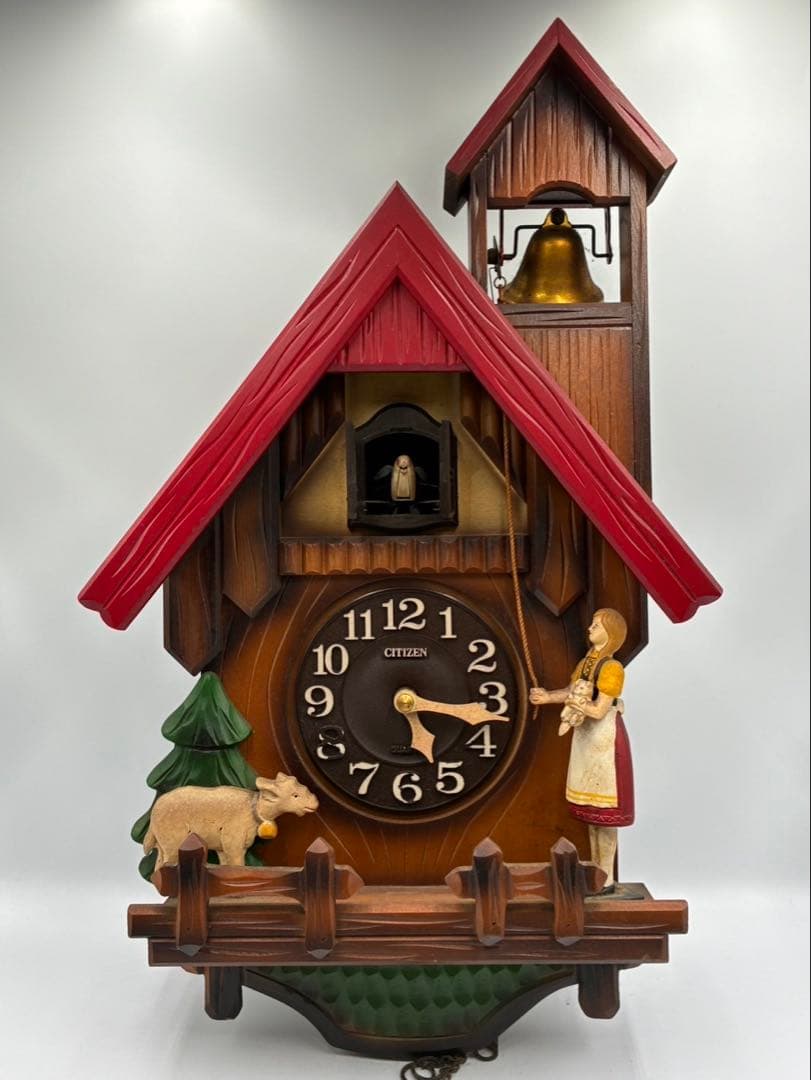 CITIZEN シチズン 鳩時計 山羊 小屋 少女 振り子時計 ポッポ時計
