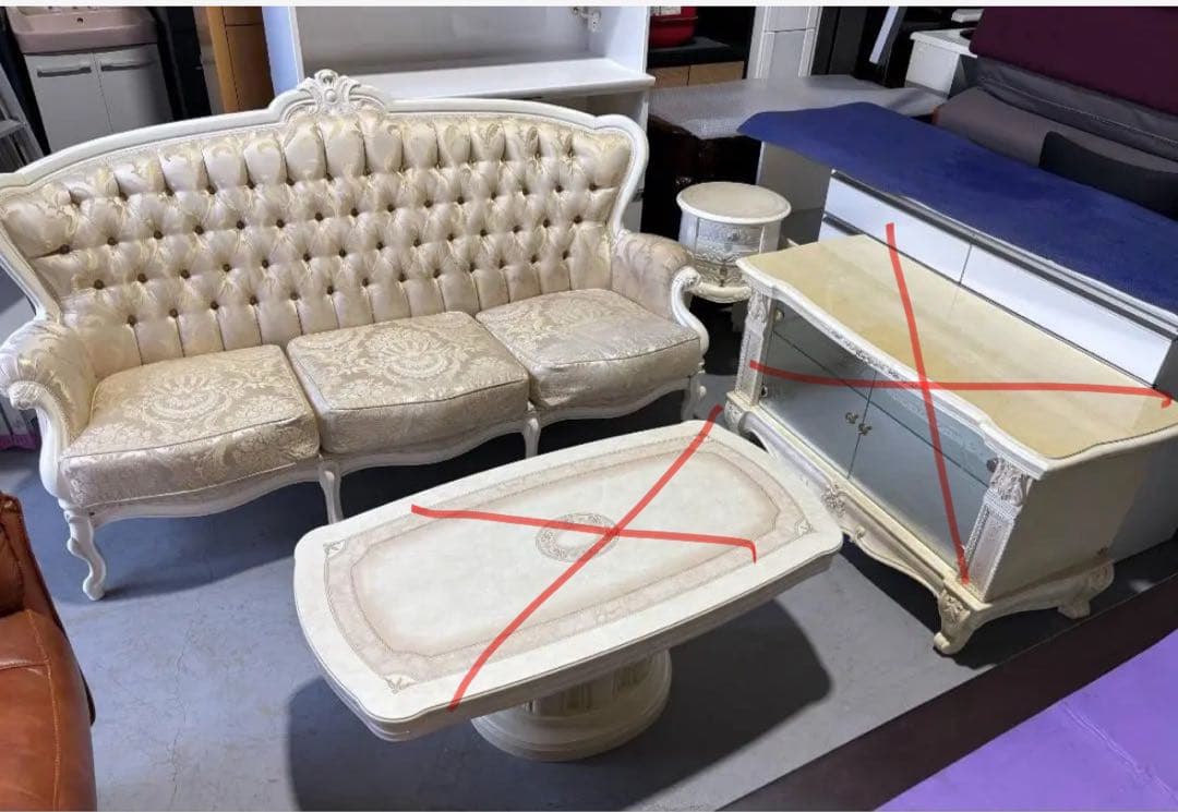 すずらん イタリア家具 ヨーロッパ家具 3Pソファのみ193cm Used