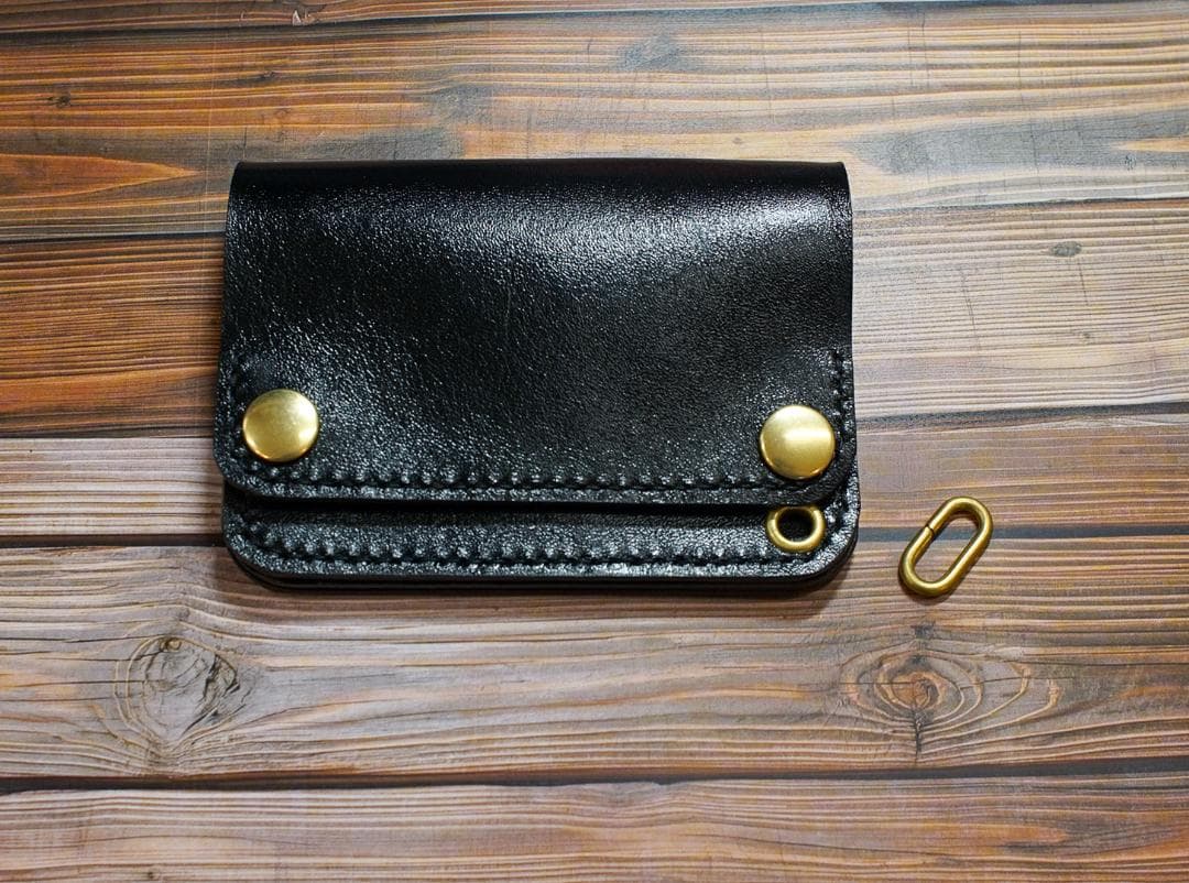 ショートトラッカーウォレット 三層　馬革 茶芯　真鍮 トラッカーウォレット