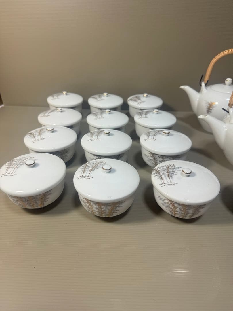 2301 深川製磁　茶器セット　急須2客　湯呑蓋付13客