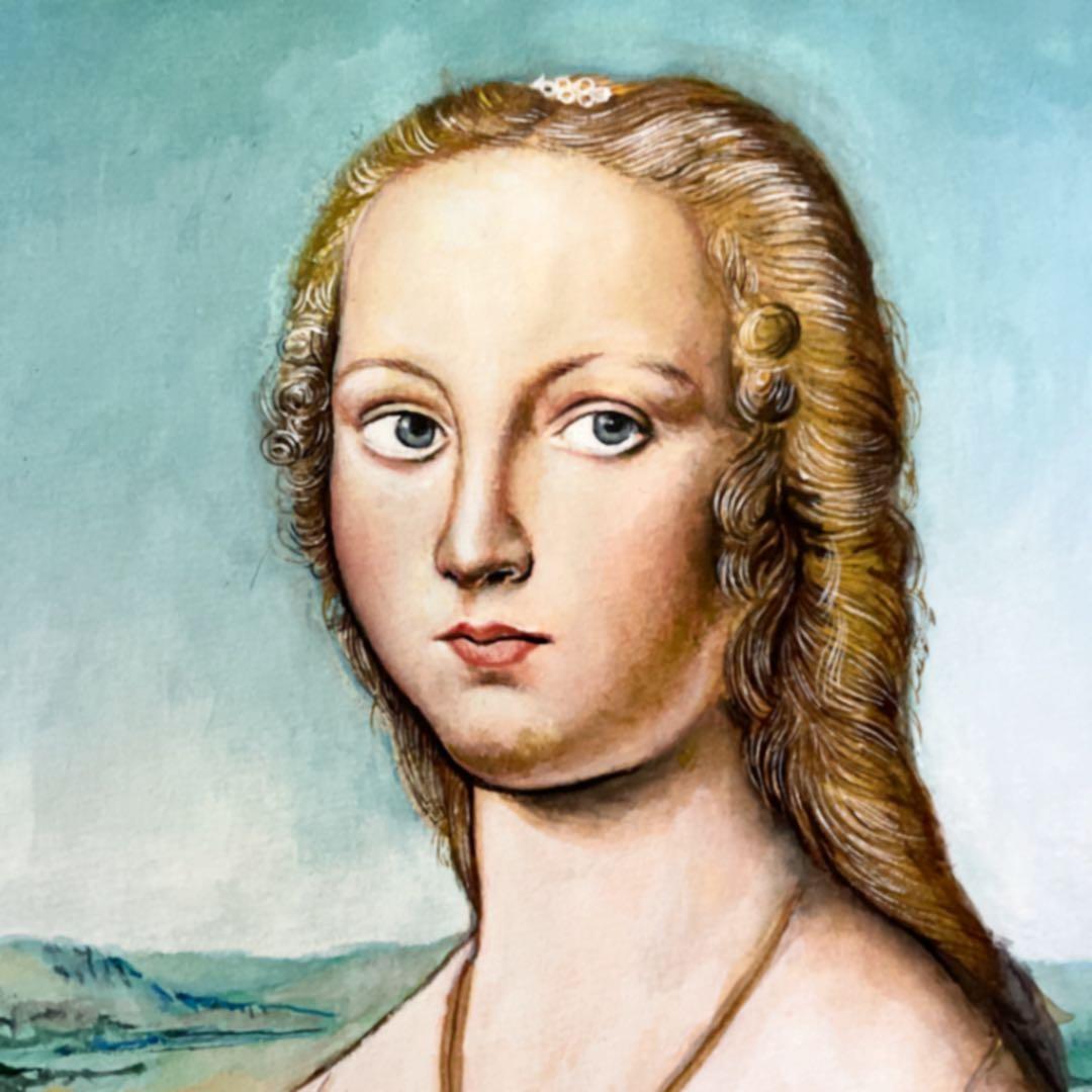 水彩画　一角獣を抱いていない貴婦人