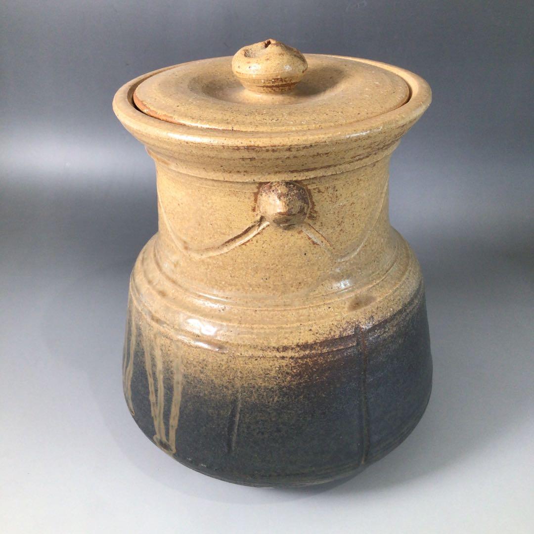 Ｓ１２６　水指　『芸州焼』『西本瑛泉造』『耳付水指』　共箱　茶道具