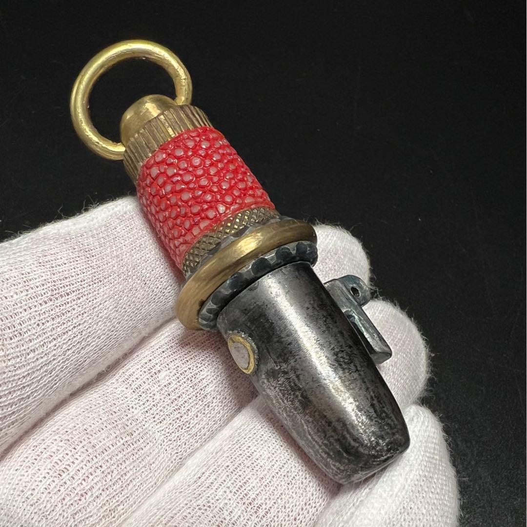 ◎江戸時代 本鮫皮十手型根付鉄地根付 腰提げ物◎古美術骨董武具◎古道具 庵々