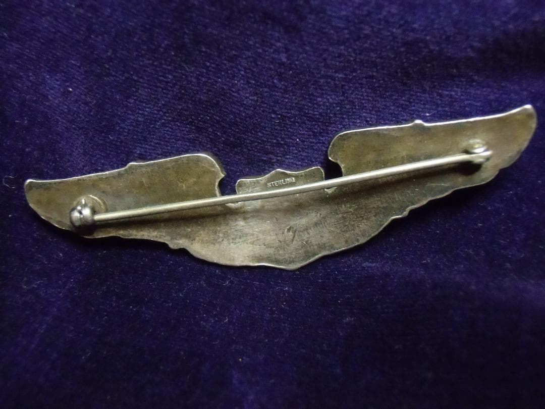 ★アメリカ軍＊陸軍航空隊/空軍＊９２５銀製＊制服用パイロット章（実物）