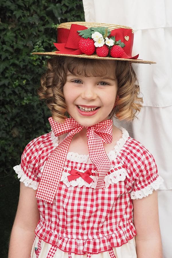 いちごギンガムリボンキャノチェ・いちごバスケット・Fサイズ・シャーリーテンプル