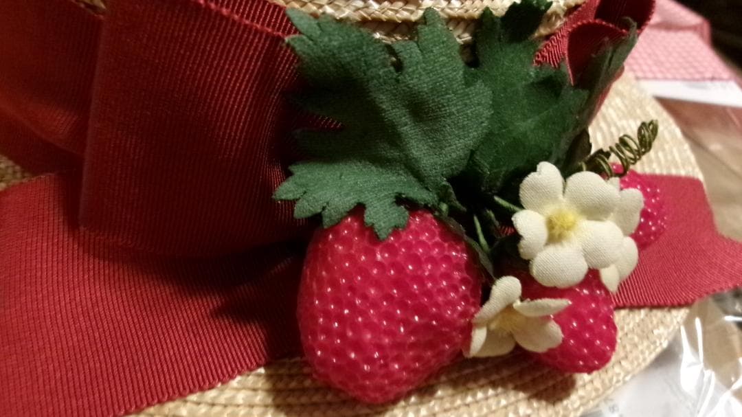 いちごギンガムリボンキャノチェ・いちごバスケット・Fサイズ・シャーリーテンプル