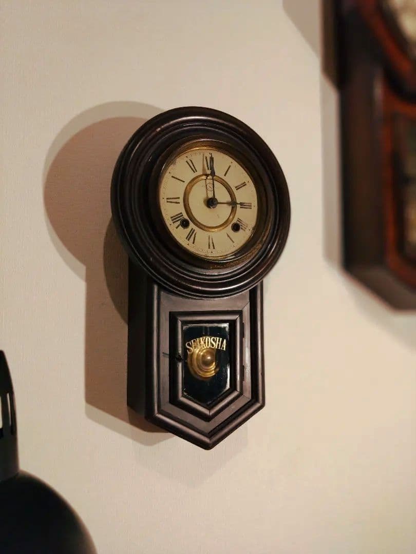 柱時計 (注油済み)　精工舎　六寸頭丸　昭和レトロボンボン　ユンハンス　ゼンマイ