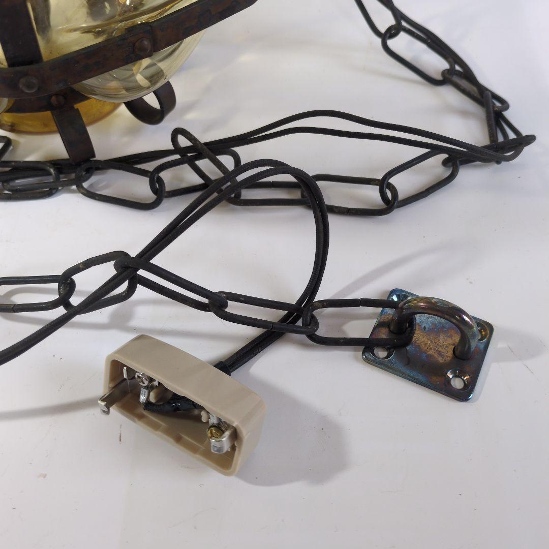 昭和レトロ　ペンダントライト　古いガラス瓶 飴色　アンティーク